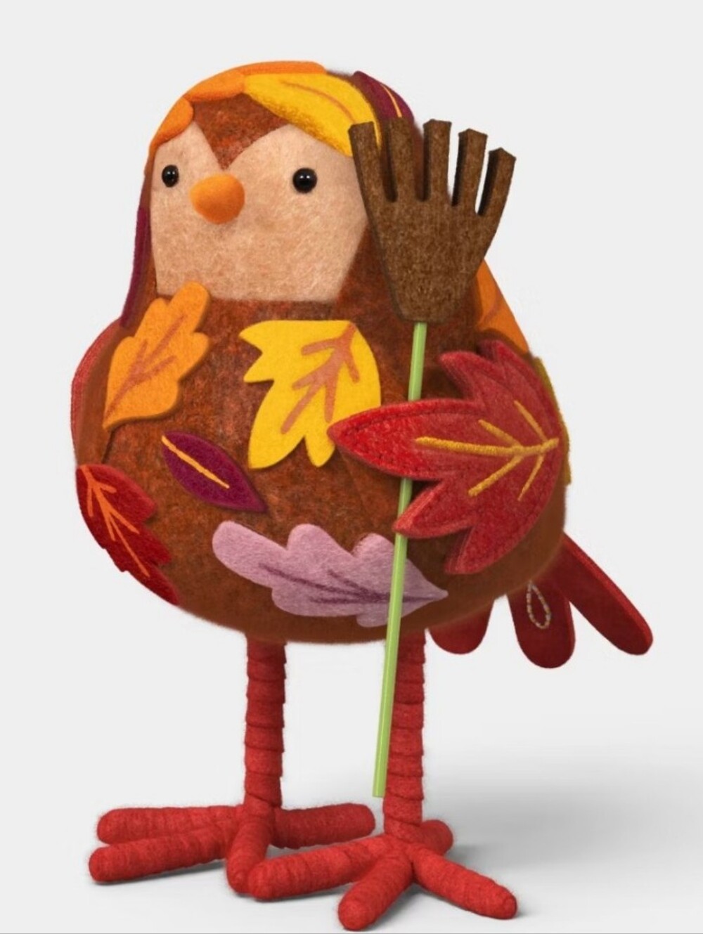 Featherly Friends 'Raker' Halloween Harvest Raking Leaves Fabric Bird Decor 2026